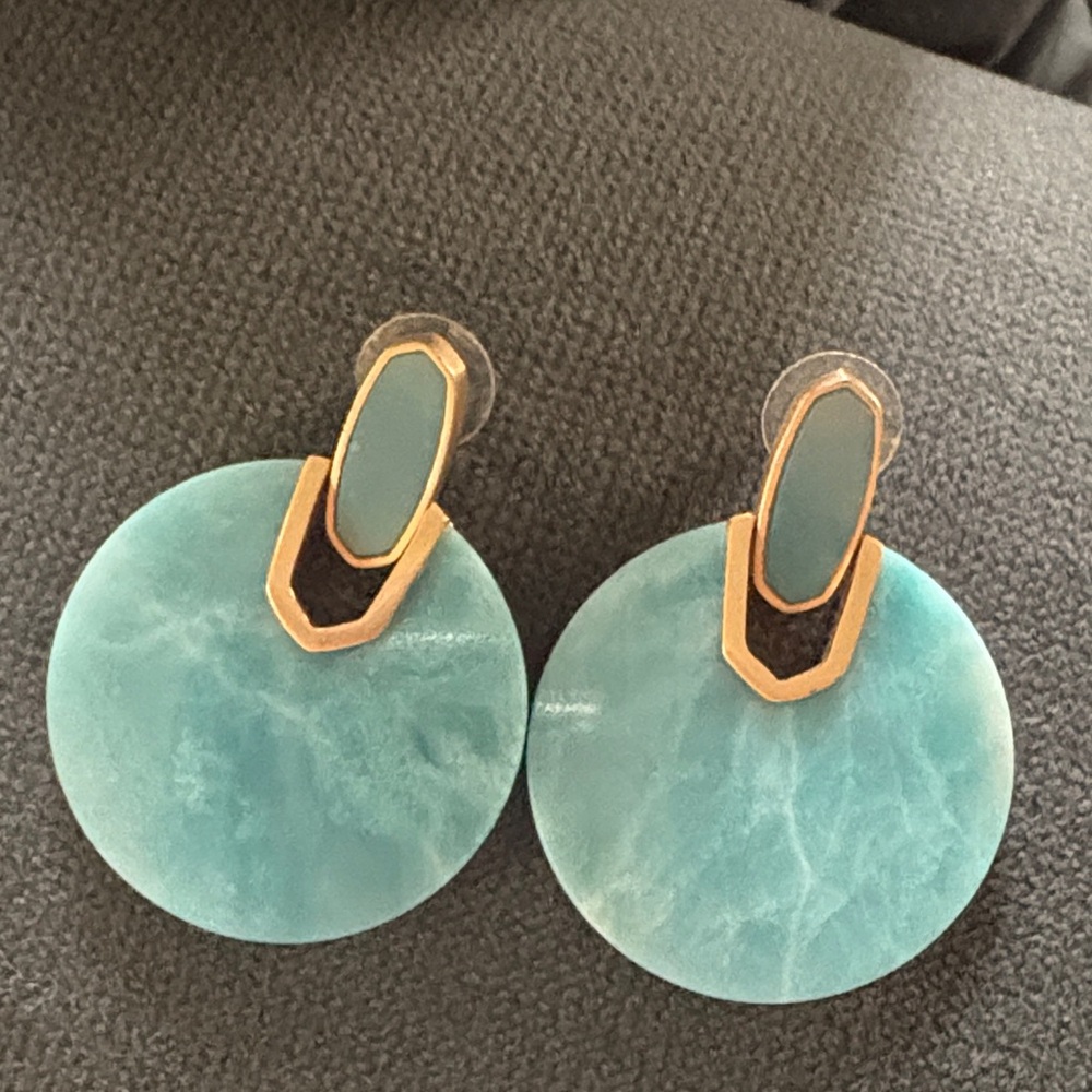 Kendra Scott Didi Aqua and Gold Statement Earrings